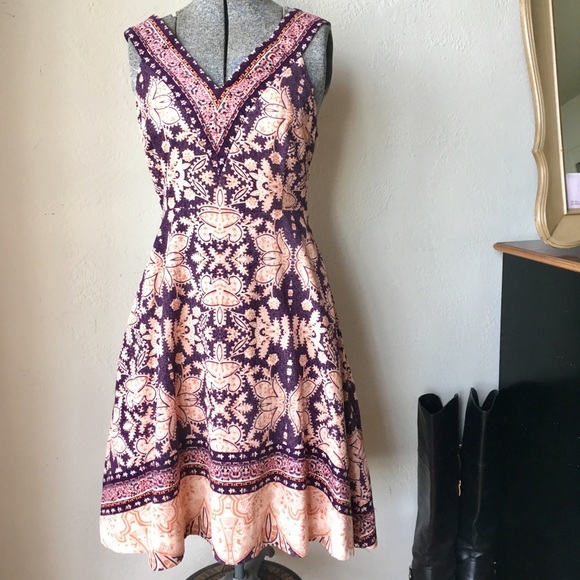 Anthropologie Dresses & Skirts - Maeve purple & pink corduroy Aframe dress